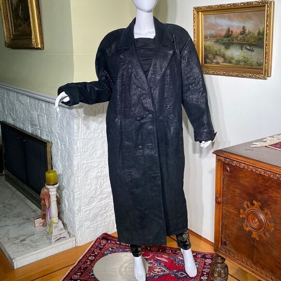 Rare Vintage Peter Millar Crown Sport Full Length Double Breasted Leather Coat - Picture 3 of 17